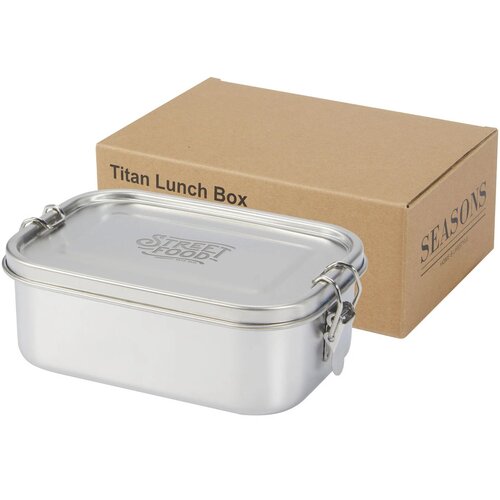Titan lunchtrommel van gerecycled roestvrij staal Zilver