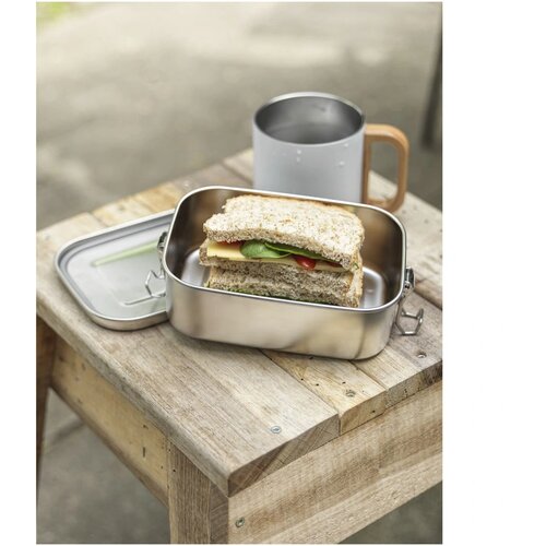 Titan lunchtrommel van gerecycled roestvrij staal Zilver