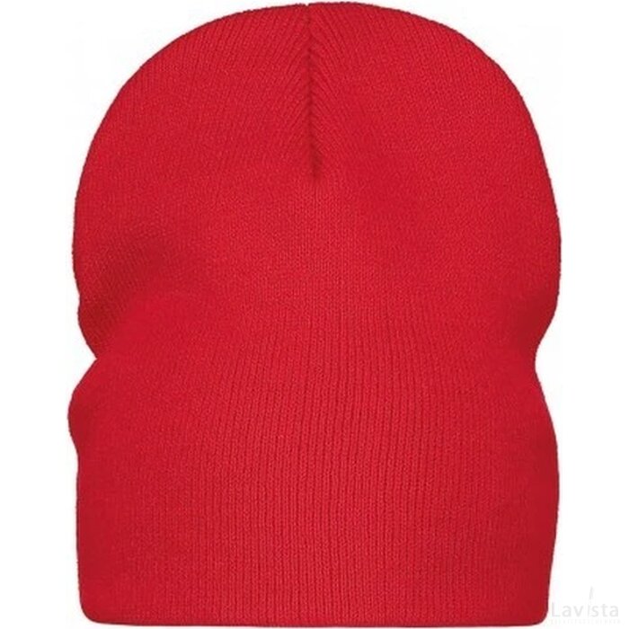 Gebreide muts zonder omslag rood