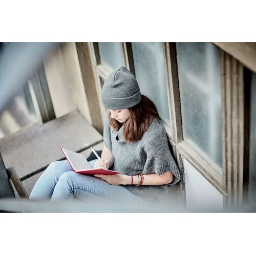 Rpet beanie met omslag Polo rpet wit/grijs