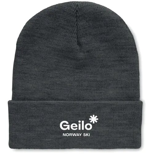 Rpet beanie met omslag Polo rpet wit/grijs