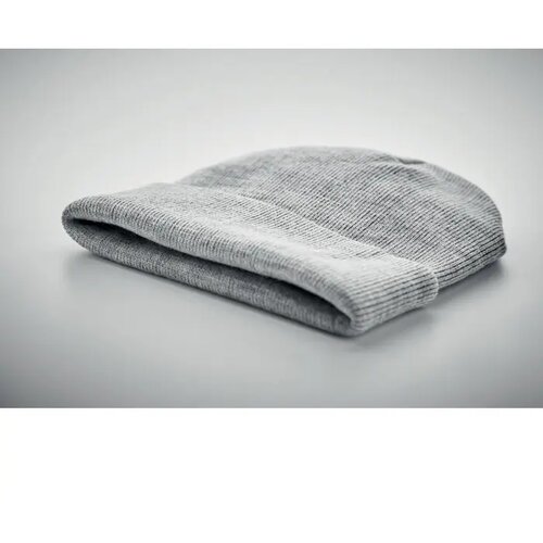 Rpet beanie met omslag Polo rpet wit/grijs