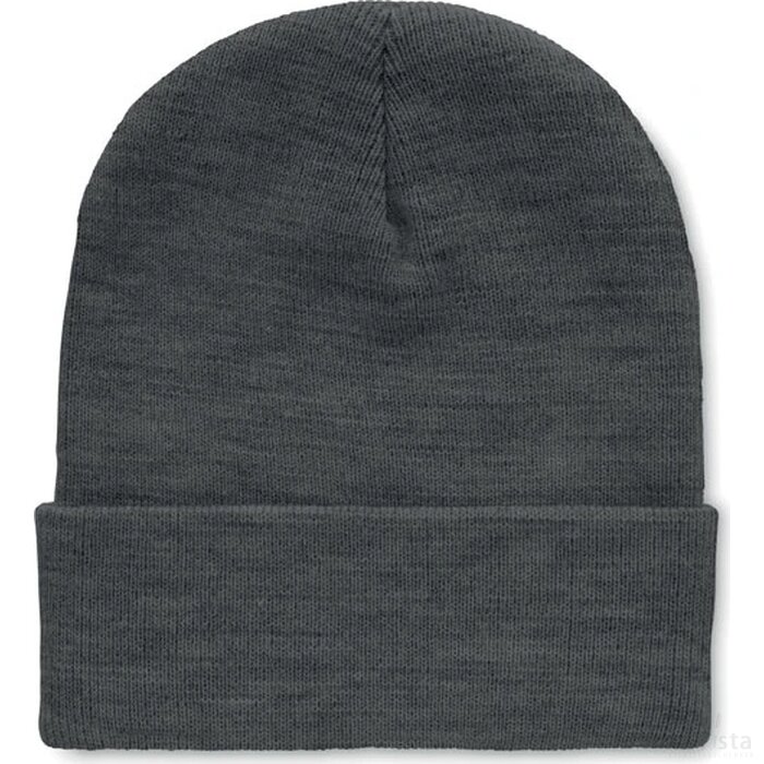 Rpet beanie met omslag Polo rpet wit/zwart