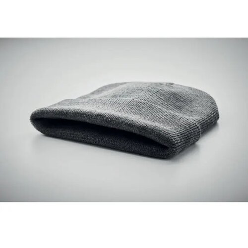 Rpet beanie met omslag Polo rpet wit/zwart