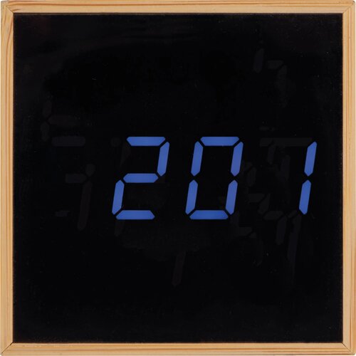 Bureauklok met zwart display en blauwe ledverlichting beige