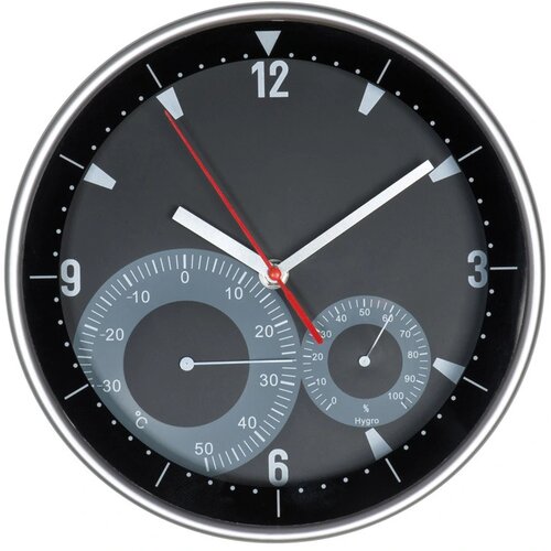 Wandklok met thermo-en hygrometer Mettmann zwart