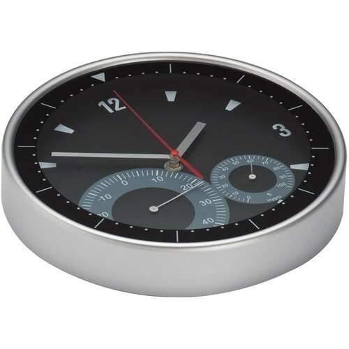 Wandklok met thermo-en hygrometer Mettmann zwart