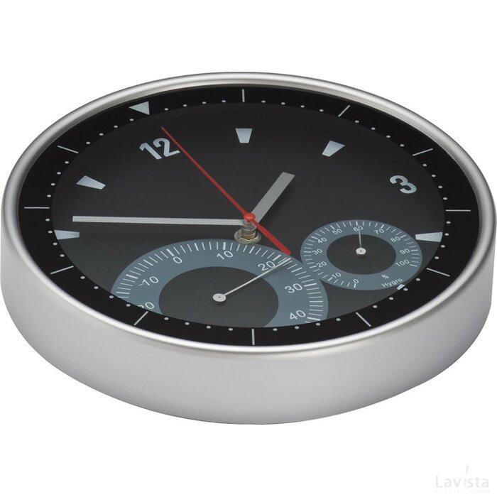 Wandklok met thermo-en hygrometer Mettmann zwart