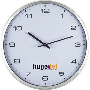 Wandklok met zilveren rand Nettetal wit