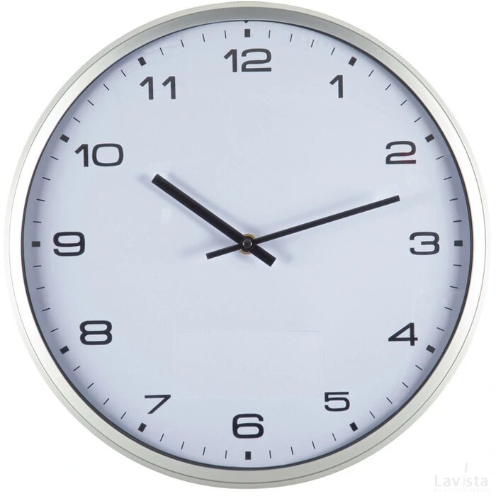 Wandklok met zilveren rand Nettetal wit