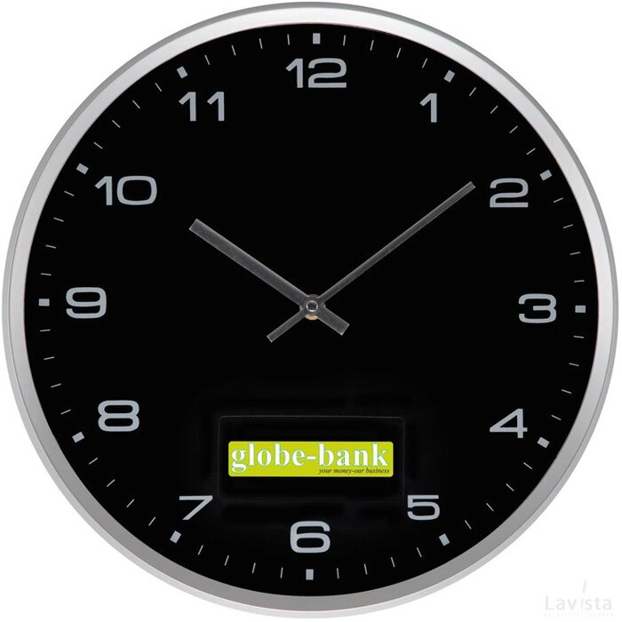 Wandklok met zilveren rand Nettetal zwart