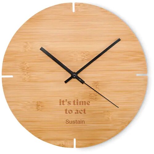 Ronde bamboe wandklok Esfere hout