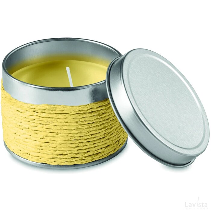 Geurkaars in blikje Delicious geel