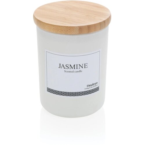Ukiyo luxe geurkaars met bamboe deksel wit
