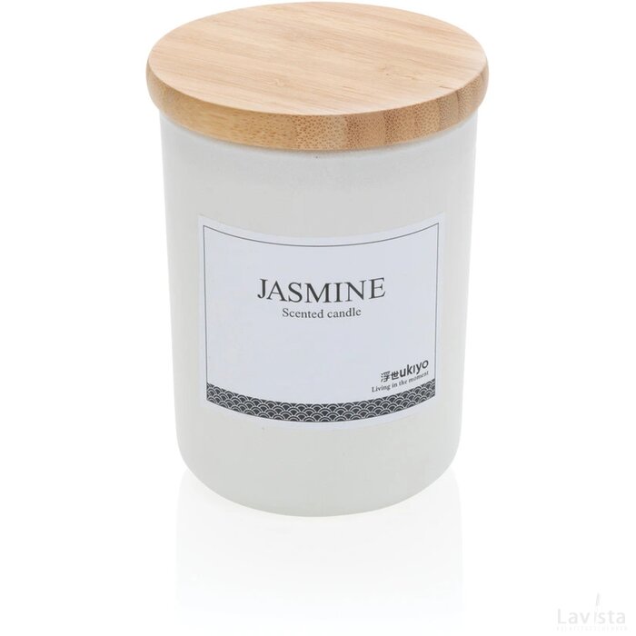 Ukiyo luxe geurkaars met bamboe deksel wit