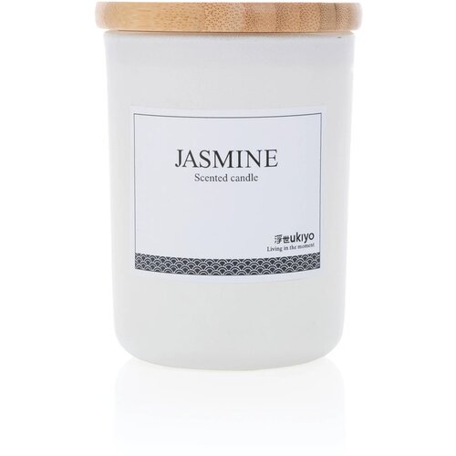 Ukiyo luxe geurkaars met bamboe deksel wit