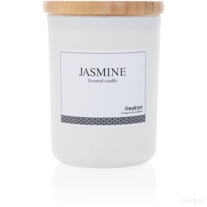 Ukiyo luxe geurkaars met bamboe deksel wit