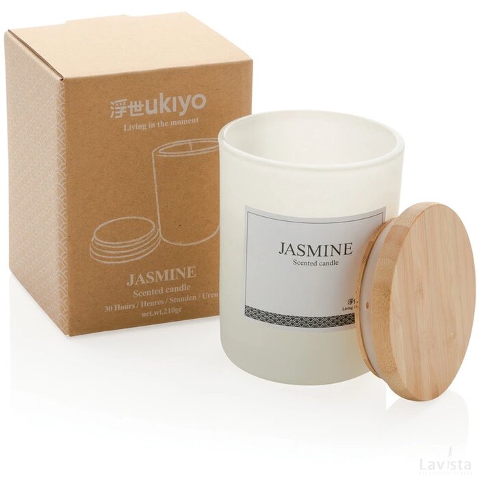 Ukiyo luxe geurkaars met bamboe deksel wit