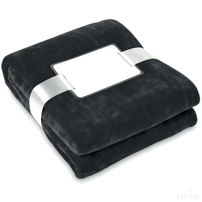 Deken van flanel Davos zwart