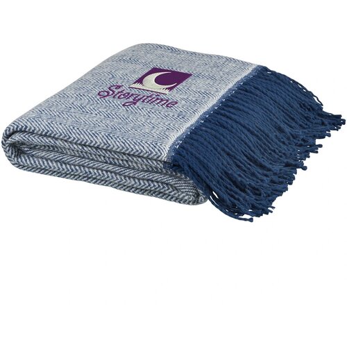 Haven sprei met visgraatmotief Navy