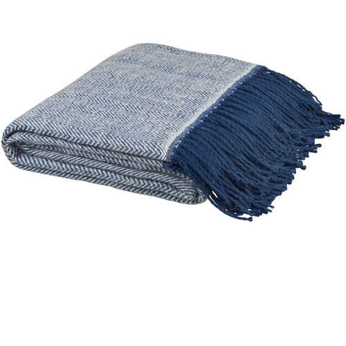 Haven sprei met visgraatmotief Navy