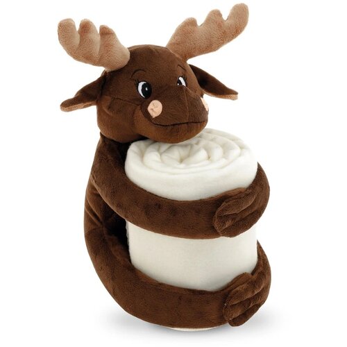 Moose Fleece Deken Met Pluche Dier Bruin