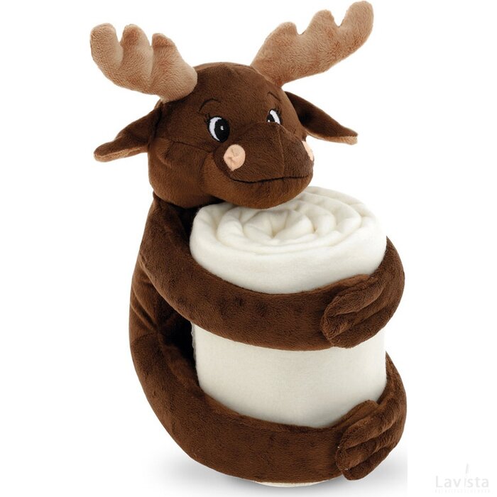 Moose Fleece Deken Met Pluche Dier Bruin