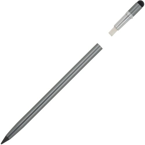 Duurzaam aluminium potlood met gum donker gun metal