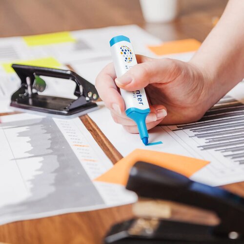 Tekstmarker wit / blauw