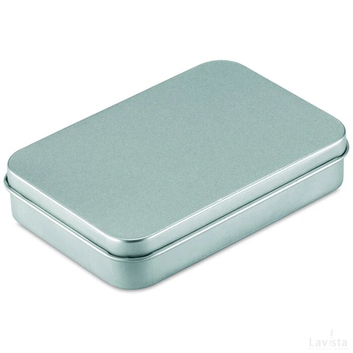 Speelkaarten in blikken doosje Amigo mat zilver