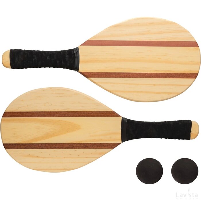 Houten frescobol tennis set bruin