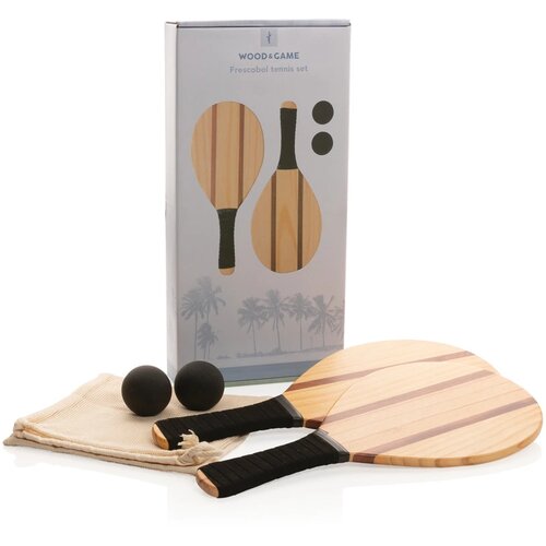 Houten frescobol tennis set bruin