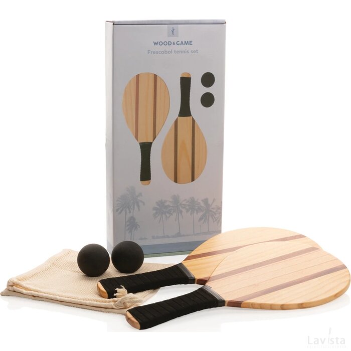 Houten frescobol tennis set bruin