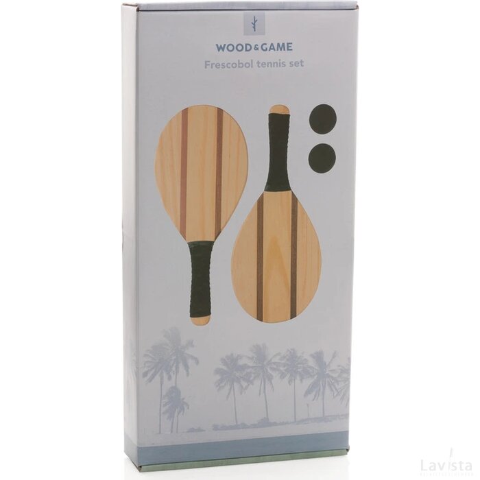 Houten frescobol tennis set bruin