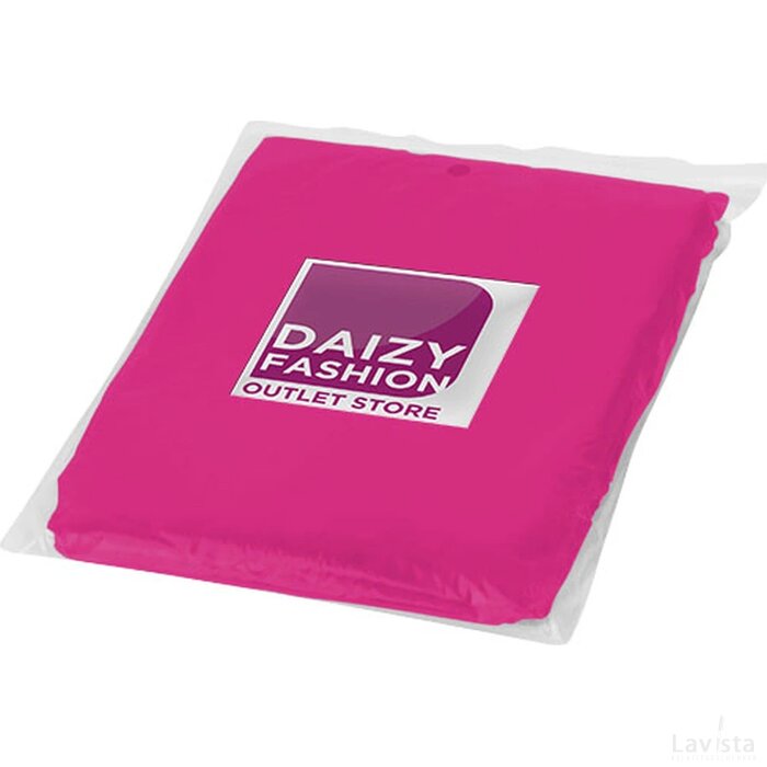 Ziva wegwerp regenponcho met opbergtasje Roze