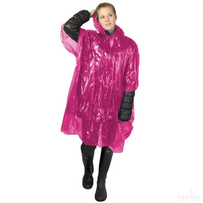 Ziva wegwerp regenponcho met opbergtasje Roze