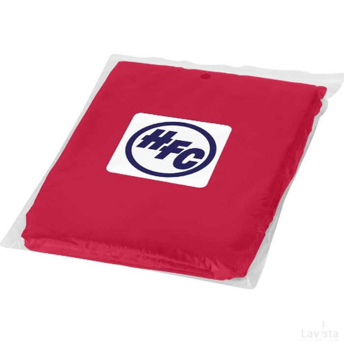Ziva wegwerp regenponcho met opbergtasje Rood