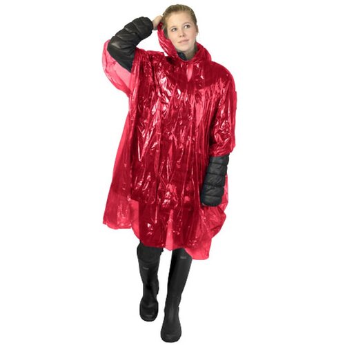 Ziva wegwerp regenponcho met opbergtasje Rood