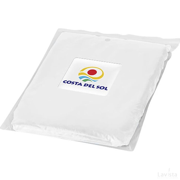 Ziva wegwerp regenponcho met opbergtasje Wit