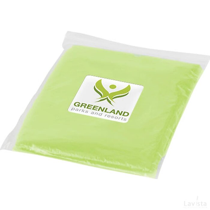 Ziva wegwerp regenponcho met opbergtasje Lime