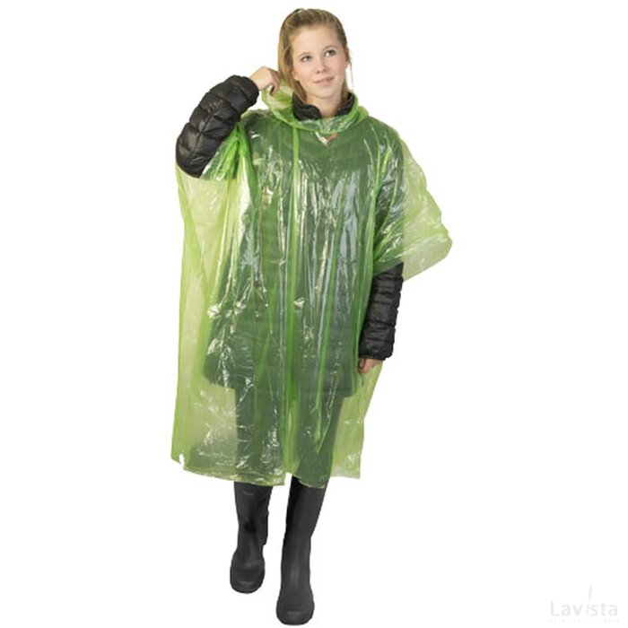 Ziva wegwerp regenponcho met opbergtasje Lime