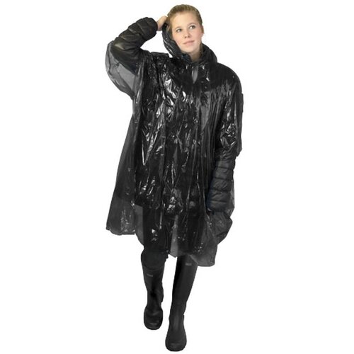 Ziva wegwerp regenponcho met opbergtasje Zwart