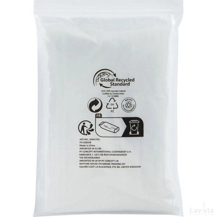 Mayan gerecyclede wegwerp regenponcho met opbergtasje Wit