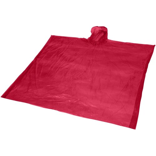 Mayan gerecyclede wegwerp regenponcho met opbergtasje Rood