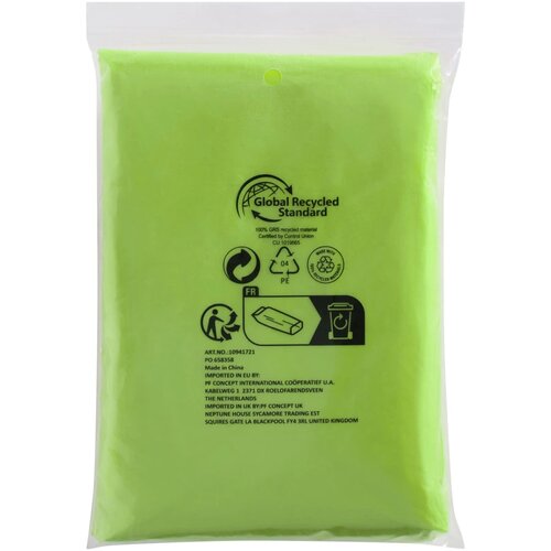 Mayan gerecyclede wegwerp regenponcho met opbergtasje Lime