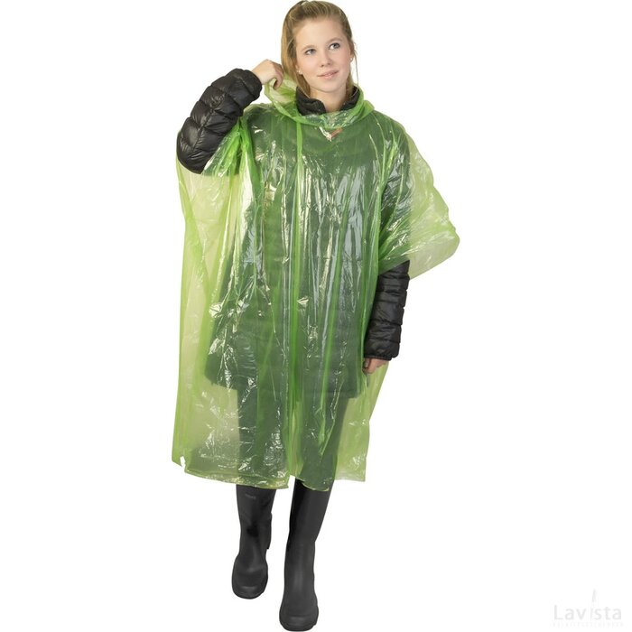 Mayan gerecyclede wegwerp regenponcho met opbergtasje Lime
