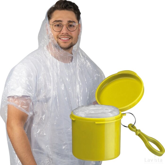 Regenponcho in een kunststof doosje geel