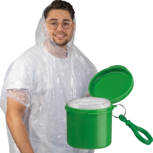 Regenponcho in een kunststof doosje groen