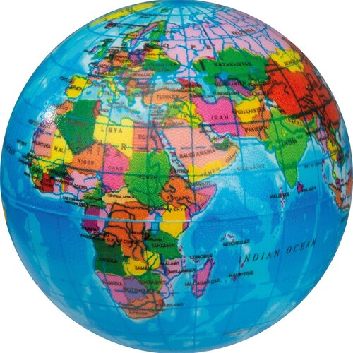 Antistressbal in wereldbol multicolored