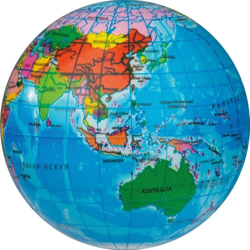 Antistressbal in wereldbol multicolored